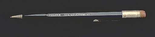 Mechanical pencil with text on its side: Proper U.S. Government. The 